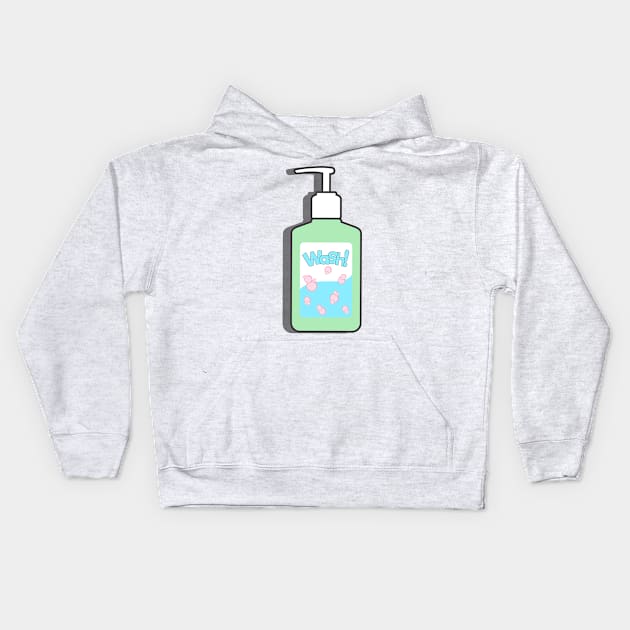 hand sanitizer on green Kids Hoodie by B0red